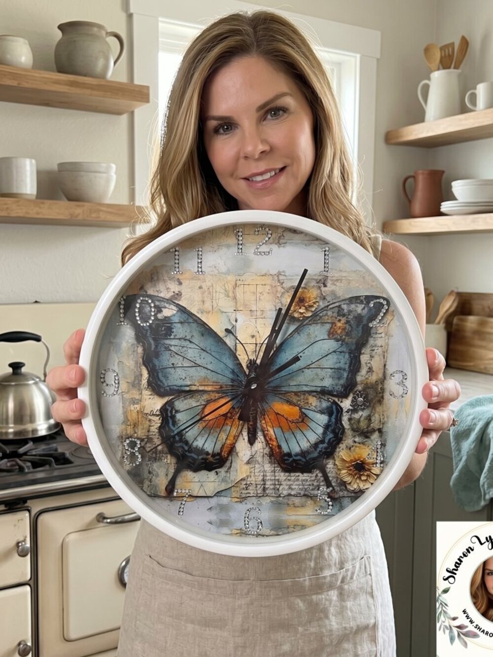 🦋 Bedazzled Butterfly Wall Clock – Blue & Orange - Picture 9 of 12